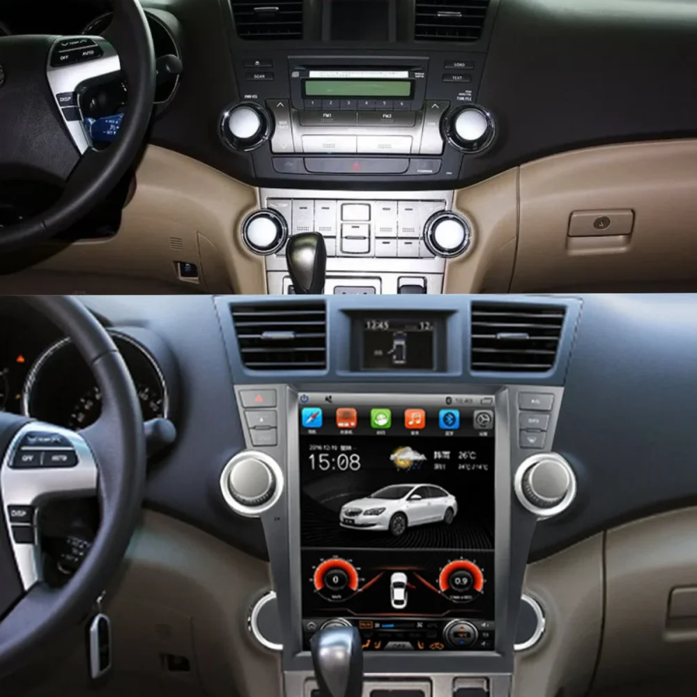 Car GPS Navigation Android For Car For Toyota Highlander 2007-2013 wifi Car Player Radio Tape Recorder Head Unit LCD