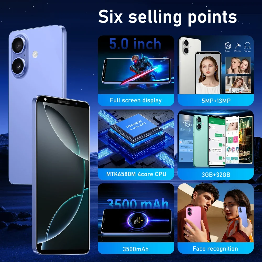 FUFFI-I16 Plus,Smartphone Android,5.0 inch,3+32GB ROM,Dual SIM,3500mAh,Mobile phones,Dual SIM,Google Play Store,Cellphones - Image 3
