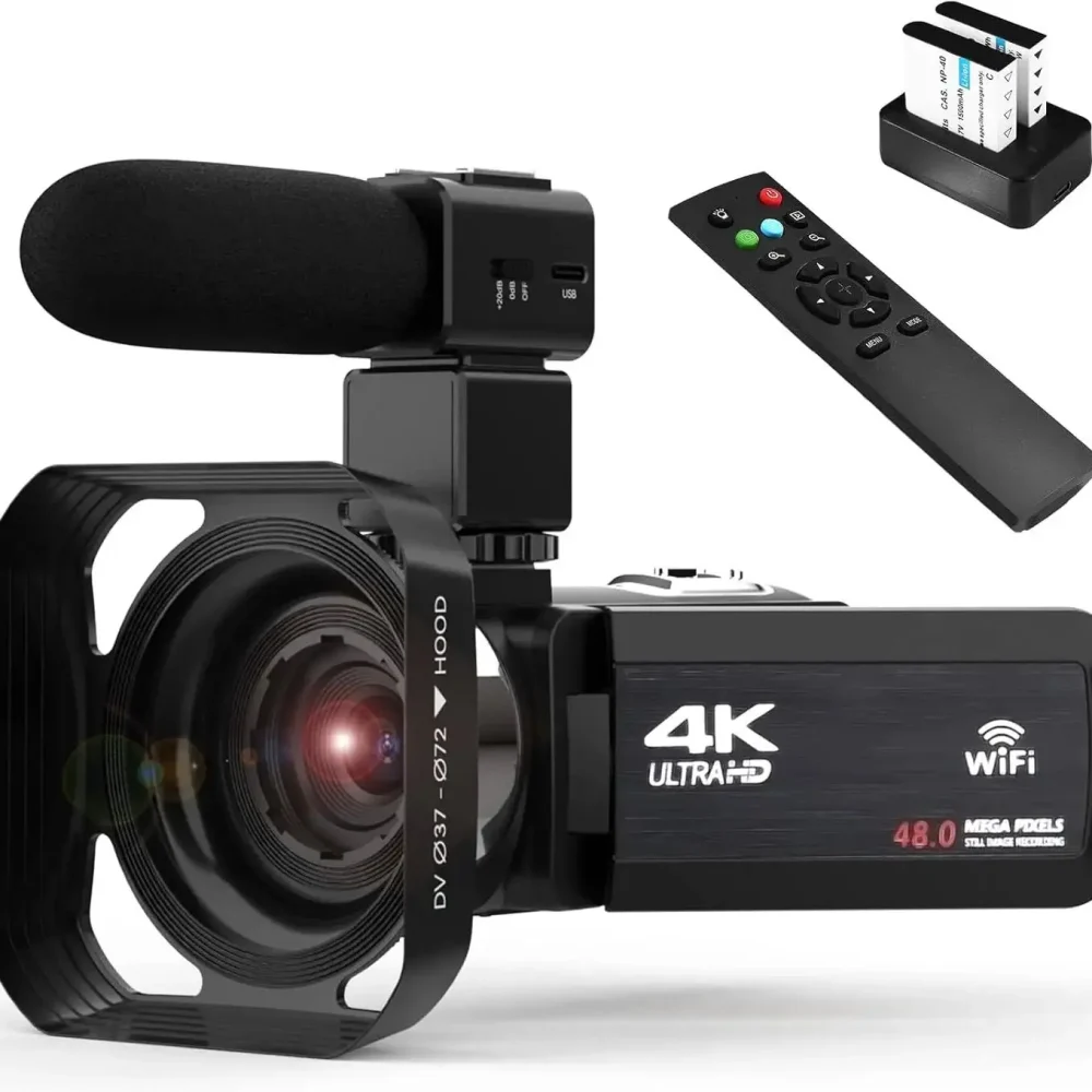 4k Video Camera Camcorder with 18X Digital Zoom,48MP Vlogging Camera for YouTube,3.0-inch IPS 270° Rotating Touchscreen,Micropho